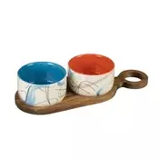 Evviva Set servirne skledice Stones 27,5x10cm/2 kos/dekor8053617697837/keramika, les, (5000200366)