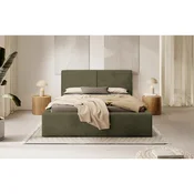 MID.YOU OBLAZINJENA POSTELJA 180 cm x 200 cm , les, tekstil, leseni material svetlo zelena