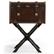 Casa Padrino luxury leather minibar in suitcase look dark brown/black/brass 45.5 x 45.5 x H. 73 cm - Genuine leather minibar - Genuine leather furniture - Luxury furniture in suitcase look