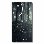 tulup.si Steklena navpična ura Narava gozdna drevesa črna darkness 30x60 cm