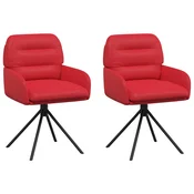 vidaXL vidaXL Vrtilne jedilne stole 2 pcs Umetno usnje Rdeča, (5000296628)