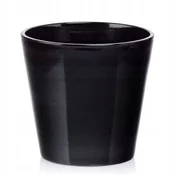 shumee Keramični cvetlični lonček z okroglim pokrovom, klasična črna, 14 cm