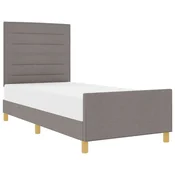 Vidaxl Konstrukcija postelje z vzglavjem Taupe 90 x 190 cm blago