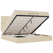 Vidaxl Otomanski posteljni okvir z vzmetnico krem 160x200 cm blago