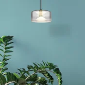 Globo Belinda LED obesek, O 15 cm, dimno siva, steklo - Dnevna soba/jedilnica - dimno siva, prozorna, črna