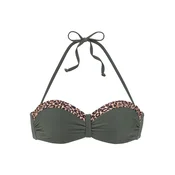 LASCANA Bikini zgornji del bež/zlata/temno zelena/črna