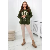 Cotton set insulated sweatshirt + leggings khaki