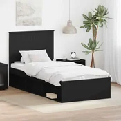vidaXL vidaXL Konstrukcija postelje Črna 90 x 190 cm Masivno borovo les, (5000103167)