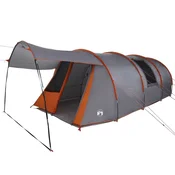 Vidaxl Tunelski šotor za 4 osebe Siva in oranžna 740 x 370 x 220 cm