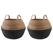 Saksija za biljke s ruckama 2 pcs Crna O 45 x 36 cm
