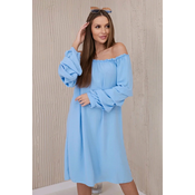 Spanish dress with decorative sleeves blue