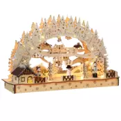 Božični LED lok CLEMENT, 45x12,5x28cm, naravna rjava Monzana