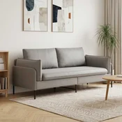 vidaXL 3-sedežna sedežna Svetlo siva 222 x 81 x 89 cm Žamet