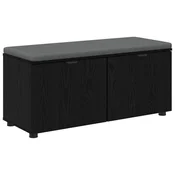 Vidaxl Haldna klop z blazino s polico Črni Hrast 100 x 38 x 46 cm