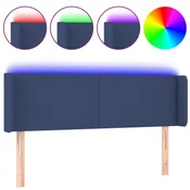 Vidaxl LED posteljno vzglavje modro 147x16x78/88 cm blago
