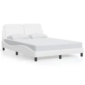 Vidaxl Posteljni okvir brez vzmetnice Zadar bel 140x190 cm umetno usnje