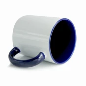 Vrč za tiskanje-330 ml, bel, z modrim ročajem, v notranjosti