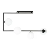 Mitea M10771-4 geometrijski luster sa 4 bele kugle, crni, 4xE27