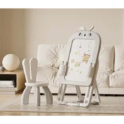 FeelKids Sklopiva tabla za crtanje sa stolicom i dodacima Zeka siva