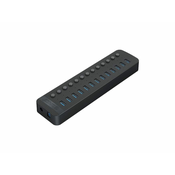 Orico USB hub, 13 ulaza, USB 3.0, s gumbima, vanjske napajanje, crna (CT2U3-13AB)