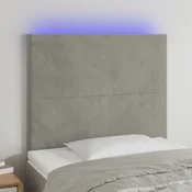 Vidaxl vidaXL Vzglavje postelje z LED svetlo sivo 100x5x118/128 cm žamet