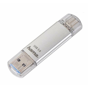 Hama USB ključ C-LAETA, 64 GB, USB-C in USB-A, srebrn