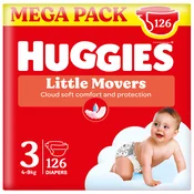 Huggies Little Movers Otvorene pelene Box, (3), 4-9kg, 126 komada