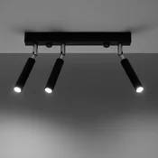 SOLLUX LIGHTING Stropni reflektor Nicanor, črn/krom, 35 cm, 3-kraki - Dnevna soba/jedilnica - črna, krom - Kovina