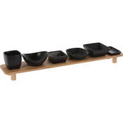 Vilde 139307 - Keramicke cinije na banbus dasci – Crne, 50 cm, set od 7 komada
