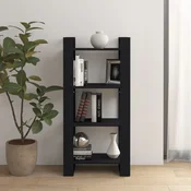 Ormaric za knjige / pregrada crni 60x35x125 cm od masivnog drva