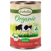 Ekonomično pakiranje Lukullus Organic 24 x 400 g Adult govedina s jabukom (bez glutena)