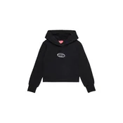 Otroški bombažen pulover Diesel SASYHOOD SWEAT-SHIRT črna barva, s kapuco, J02416