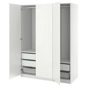 PAX / FARDAL Garderober, bela/v. sjaj bela, 150x60x201 cm
