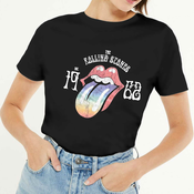 The Rolling Stones Sixty Rainbow Tongue 62 (Puff Print) Black M Ženske Majica