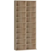 Homestar DVD regal 9-nadstropij z 18 predelki in 14 nastavljivimi policami 785x24x175 cm naravni les