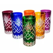 Marika crystal Kristalni kozarci z ananasom v mešanih barvah - komplet 6 kosov, 320 ml - eleganten dodatek k vodi in pijačam
