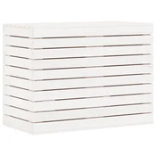 Vidaxl Košara za perilo bela 88,5x44x66 cm trdna borovina