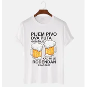 MAFIMI Majica Pijem pivo dva puta godišnje, Bela