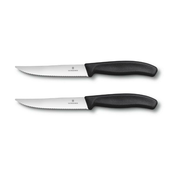 Nož za steak Victorinox 6.7933.12B, set 2 nožev, valovito rezilo, 12 cm, črn