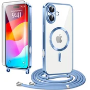 Overboard Komplet ovitkov za iPhone 17, Electro MagSafe, moder + vrvica za vstavljanje + zaščitno steklo za zaslon