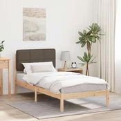 Vidaxl Posteljni okvir z oblazinjenim vzglavjem Taupe 75 x 190 cm