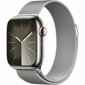 Apple Watch Series 9 GPS + Cellular, 41 mm srebrno kucište od nehrdajuceg celika sa srebrnom milanskom narukvicom