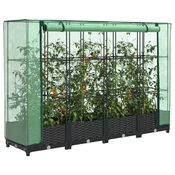 Povišena gredica s pokrovom za staklenik izgled ratana 160x40x123 cm