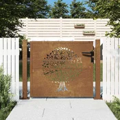 Vrtna vrata 100x75 cm Corten celik Dizajn stabla
