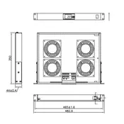 Logilink ventilator panel sa 4 ventilatora i termostatom, 1U, 465 x 350, crni