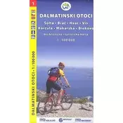Dalmátské pobreží sever (Šolta, Brac, Hvar, Vis, Korcula, Makarska, Biokovo) /cykloturistická mapa 1:100 000