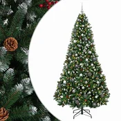 Vidaxl Umjetno božično drevo z okrasnimi kroglami 180 cm 300 LED