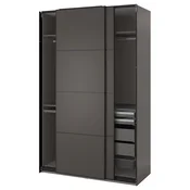 PAX/MEHAMN Garderobni sestav, temno siva/dvostransko temno siva, 150x66x236 cm