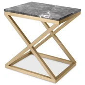 Casa Padrino luxury side table brass/gray 56 x 46 x H. 59 cm - Rectangular stainless steel table with marble top - Living room furniture - Luxury furniture - Luxury living room furnishings