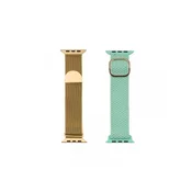 JUST IN CASE Set dve narukvice za Apple Watch, 42-45mm, Zlatna i tirkizna